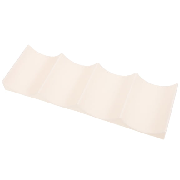 POPETPOP Plastic Wine Bottle Holder in White with Grooved Mat for Horizontal Storage and Fridge Organization
