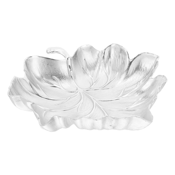 POPETPOP Plated Silver Metal Leaf Candy Dish Decorative Tray for Snacks and Fruit Serving