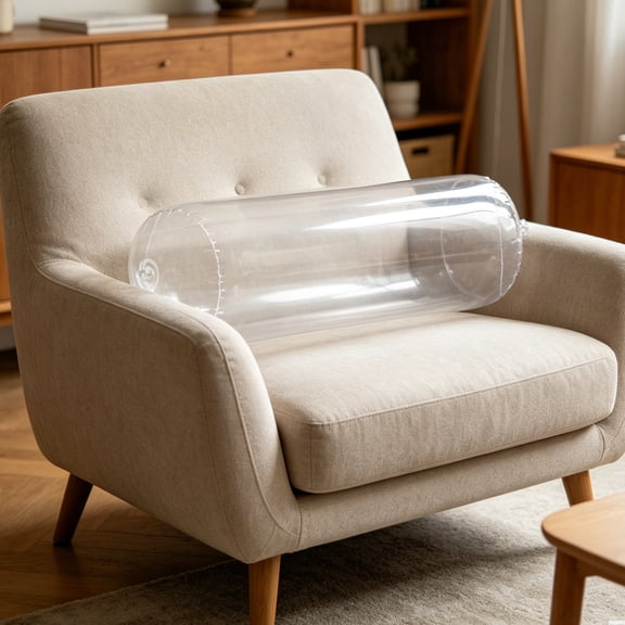 POPETPOP Inflatable Transparent Lumbar Pillow Cylinder Shape for Comfortable Neck and Back Support