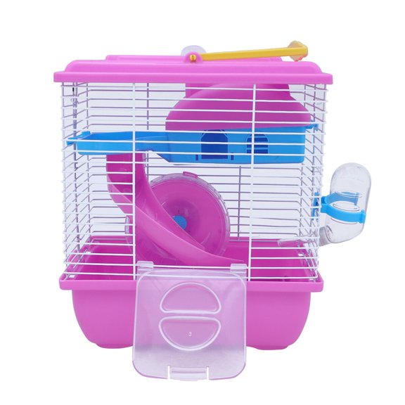 POPETPOP Red Pet Cage Villa with Slide Design and Multifunction Features for Hamsters and Chinchillas