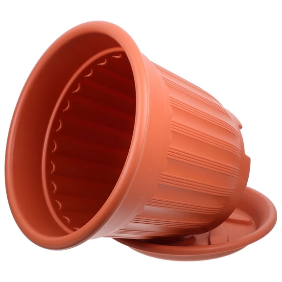 POPETPOP Red Plastic Succulent Planter Pot with Tray Comfortable Touch and Drainage for Home Garden