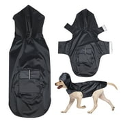 POPETPOP Reflective Hooded Pet Dog Raincoat Big Dog Waterproof Clothes Raincoat Puppy Poncho (Black, 4XL)