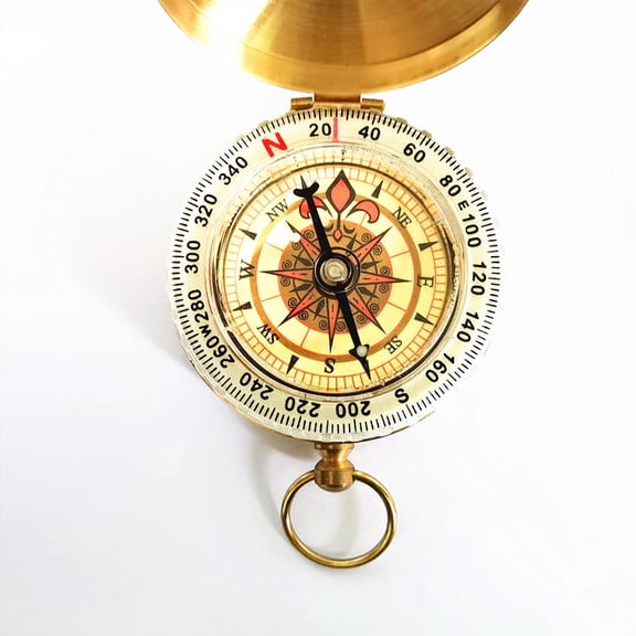 POPETPOP Retro Multi-Function Hiking Compass Pendant Golden Color for Outdoor Activities