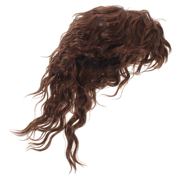 POPETPOP Men's 80s Brown Curly Wig for Retro Rock Parties, Cosplay, Costume, and Themed Events