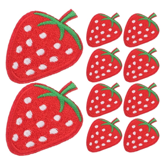 POPETPOP 40Pcs Red Strawberry Embroidered Iron on Patches for DIY Decoration on Jackets Backpacks