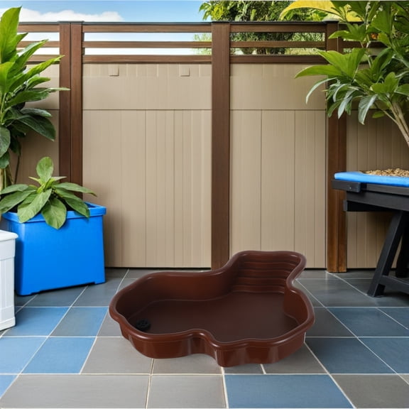 POPETPOP Spacious Tortoise Water Pool with Durable Material and Natural Terrain Decor for Terrariums