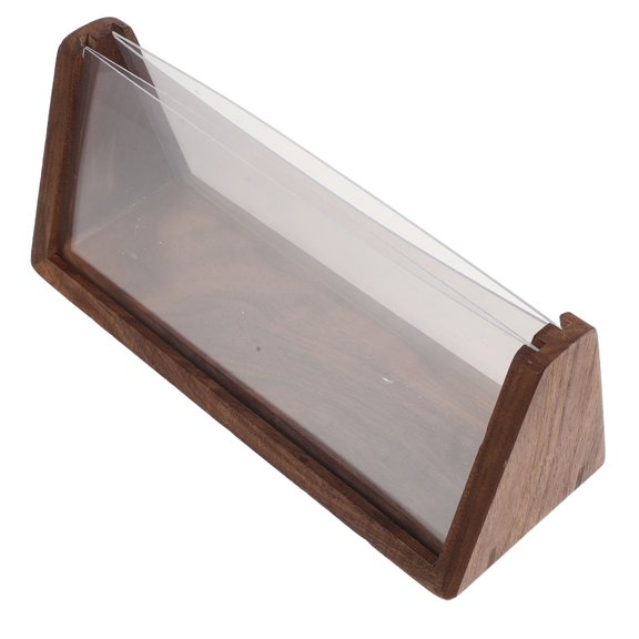 POPETPOP Stable V Shaped Acrylic Tent Card Holder with Walnut Wood Base for Table Display