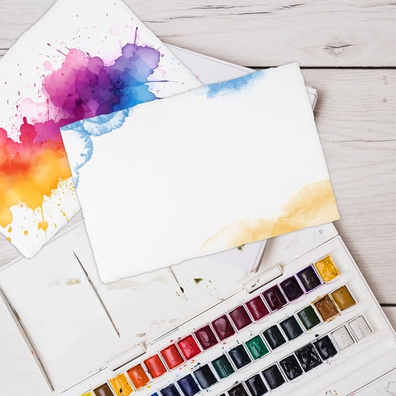 POPETPOP Watercolor Paper Pad 25 Sheets Thick Textured White Deckle Edge for Painting and Sketching