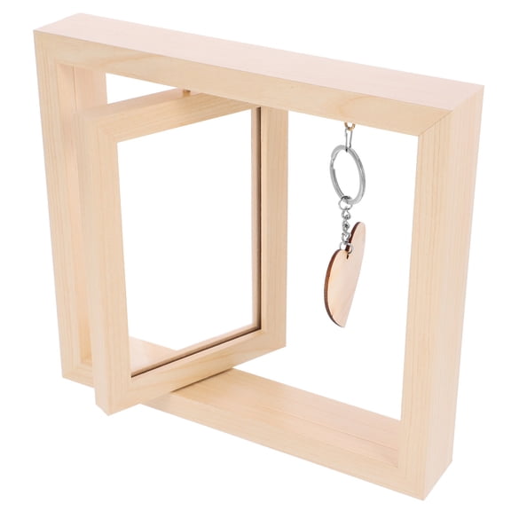 POPETPOP Rotary Wood Photo Frame with Double Side Display and Heart Pendant for Festival and Party Decor