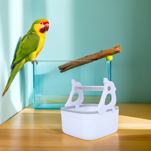 POPETPOP White Parrot Training Stand with Droppings Tray for Tabletop Bird Perch and Cage Accessories