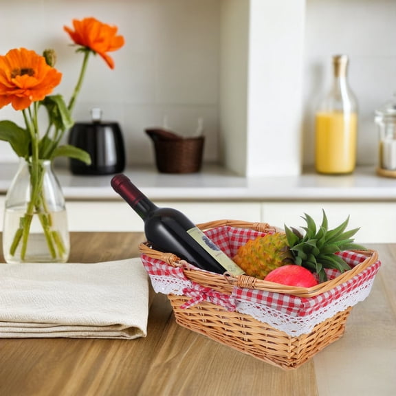 POPETPOP Willow Woven Storage Basket for Kitchen Counter Multifunctional Bread Fruit and Snack Organizer