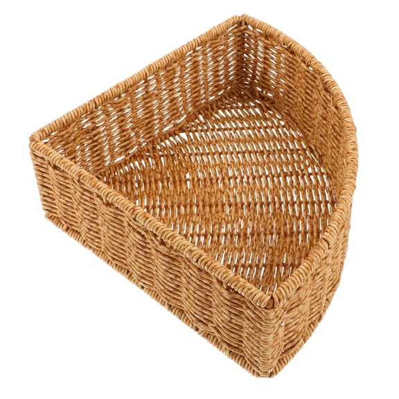 POPETPOP Woven Triangular Shelf Basket with Space Saving Design for Home Corner Storage