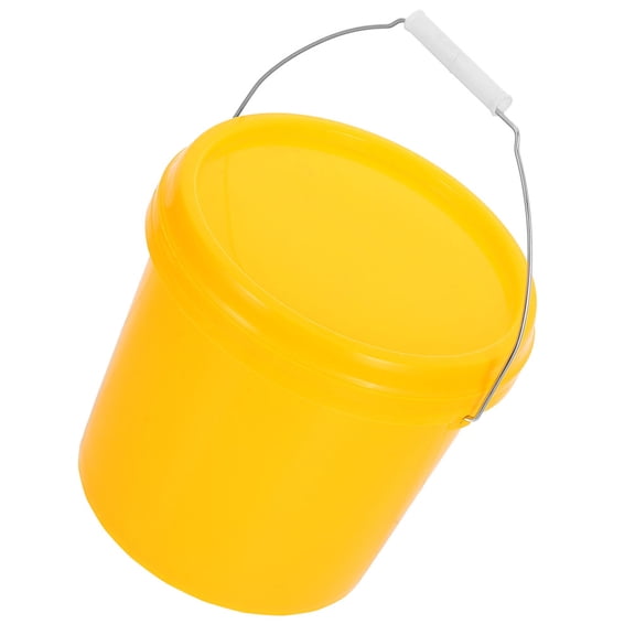 POPETPOP Leakproof Plastic Storage Bucket Yellow Durable Bucket with Handle