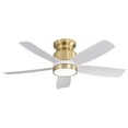 thumbnail image 1 of POPFAN 42 Inch Flush Mount Ceiling Fans with 5 ABS Blade, LED Light 18W and Remote Control 6 Speeds Reversible DC Motor for Bedroom, Living Room, Dinning Room, Gold&White, 1 of 10