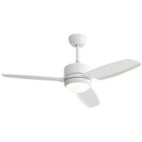 POPFAN 46 Inch Ceiling Fan with 3 ABS Blades 18W Light and 6 Wind Speed DC Motor Remote Control for Bedroom, Living Room, Dining Room, White