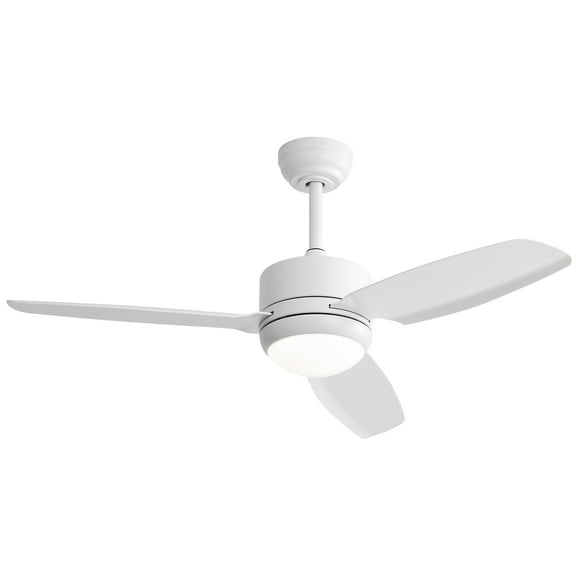POPFAN 46 Inch Ceiling Fan with 3 ABS Blades 18W Light and 6 Wind Speed DC Motor Remote Control for Bedroom, Living Room, Dining Room, White