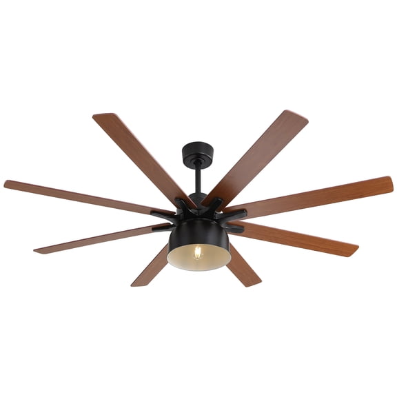 POPFAN 52 Inch Ceiling Fan With 6 Speed 8 Dual Color Blades Remote Control Reversible DC Motor with Light or Living Room, Bedroom, Black