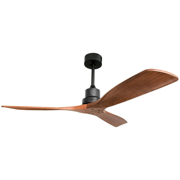 POPFAN 52 Inch Ceiling Fans without Light, Retro Downrod Mount Ceiling Fan with 6 Speeds, Reversible DC Motor for Farmhouse, Living Room, Dining Room, Patio, Walnut & Matte Black