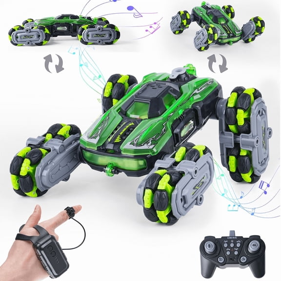 POPGOO 8WD RC Cars, Remote Control Car for Kids, 2.4GHz Gesture Sensing Stunt Truck with Spray & Lights, Toys Gift for Boys 6-12 Years