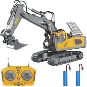 POPGOO Remote Control Excavator Digger Toy for Kids, 11CH 2.4GHz RC Construction Vehicle Toy, Birthday Gifts for Boys & Girls Ages 4-11