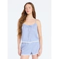 thumbnail image 1 of Joyspun Women's Poplin Cami and Shorts Sleep Set with Lace Trim, 2-Piece, Sizes XS-3X, 1 of 6