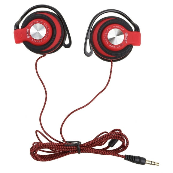 POPLIS 1.2m Wired Headphone with Microphone 3.5mm Ear-Hook Headphone for Radio Podcast