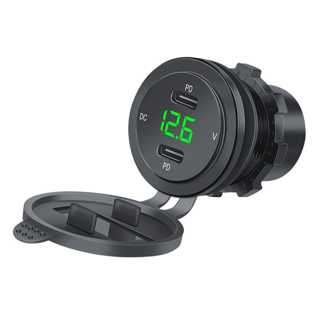 POPLIS 12-24V 3A Twin Type-C PD40W QC3.0 Car Boats Fast Charge Socket ...