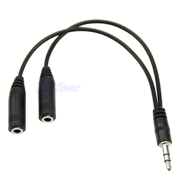 POPLIS 3.5mm Stereo Audio 1 Male To 2 Female Cable Adapter One Point Two Jack