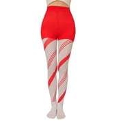 POPLIS Christmas Pantyhose Candy Cane Striped Leggings Tights for Holiday Party Costume