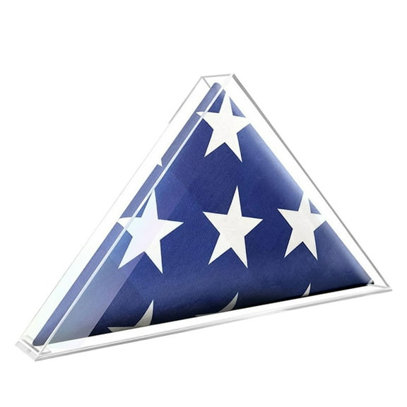 POPLIS Flag Holder with Cover Transparent Flag Display Case Triangle Flag Container
