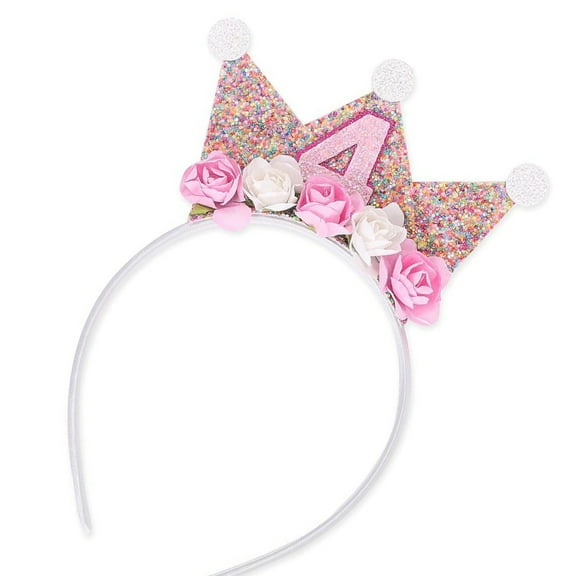 POPLIS Flower Crown Birthday Headpiece for 2/3/4/5 Year Baby Birthday Hairbands Eye-catching Flower Headwear