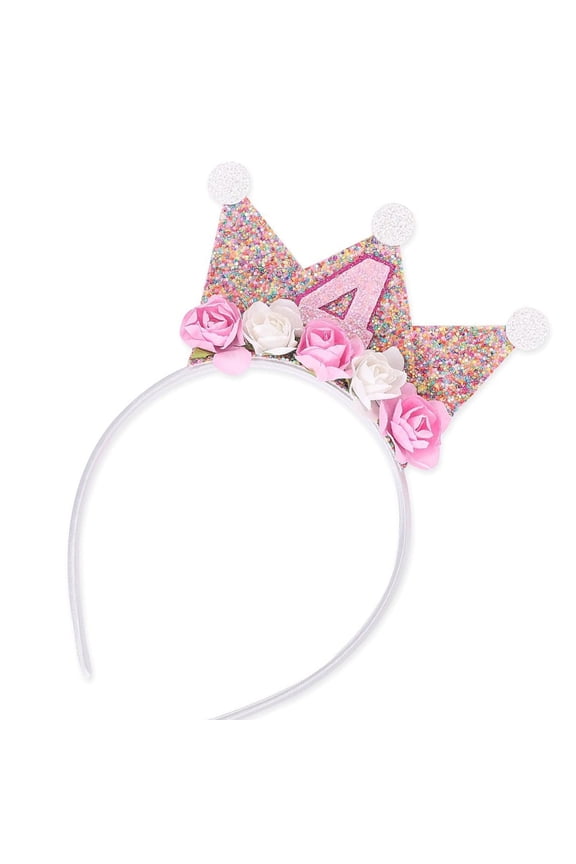 Flower Crown Birthday Headpiece for 2/3/4/5 Year Baby Birthday Hairbands Eye-catching Flower Headwear