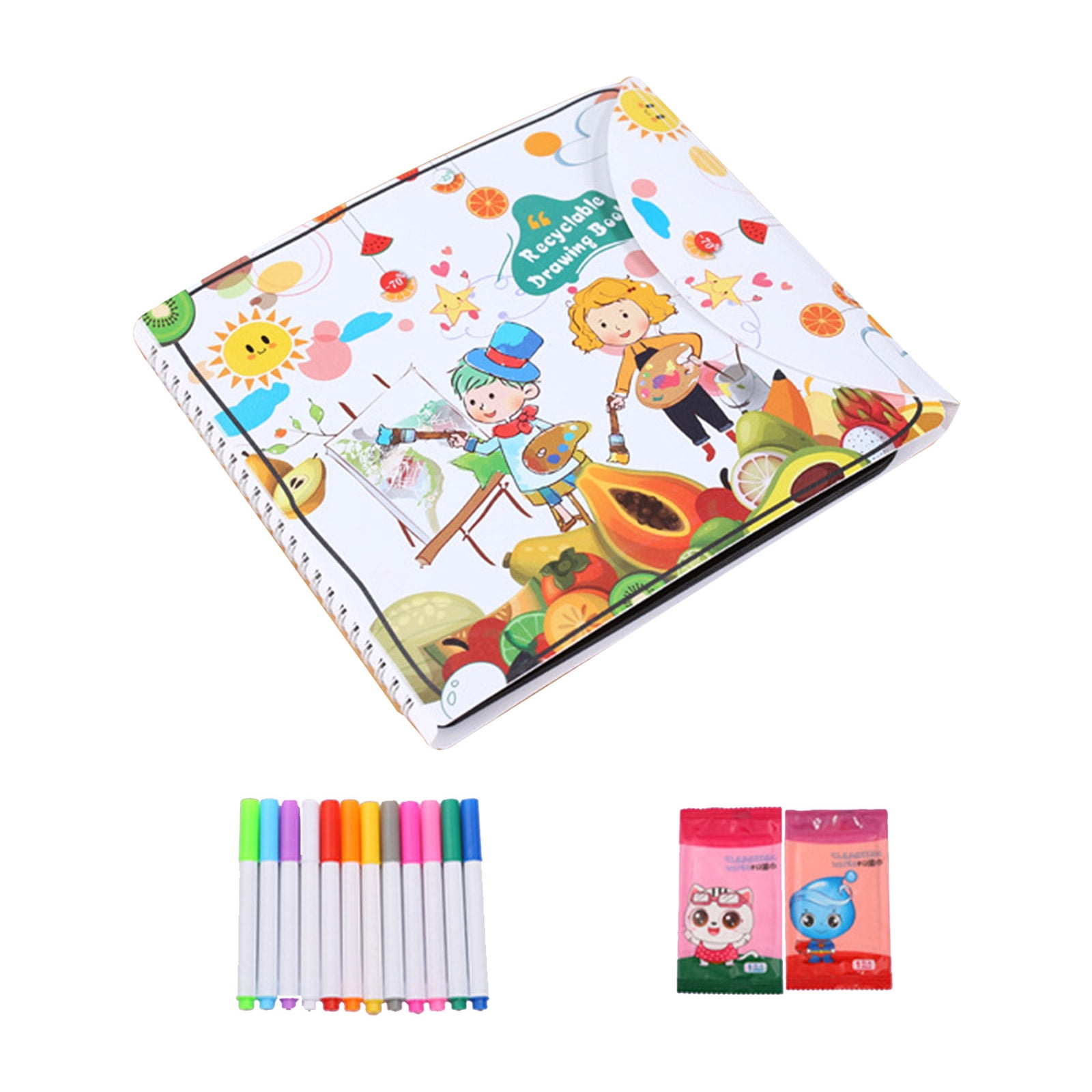 POPLIS Magic Drawing Book for w/ 12 Blackboard Page for Kids Drawing ...