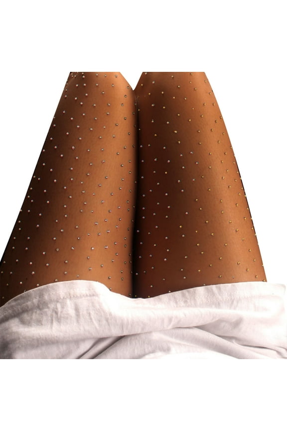 Womens Mesh Sparkly Tights High Waist Rhinestone Stockings See Through Crystal Tights Pantyhose for Party Club