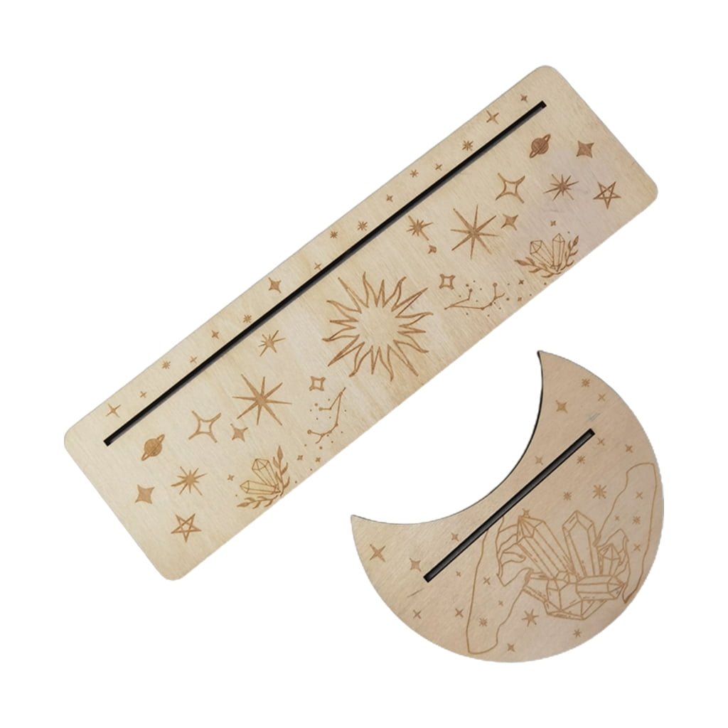 Knana Tarot Card Holders – Set Of 4 Moon & Rectangle Wooden Display Stands For Tarot Reading & Altar Decor