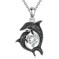 POPLYKE Mam Daughter Heart CZ Necklace Sterling Silver Ocean Jewelry for Women Gifts for Mother Daughter Mothers Day