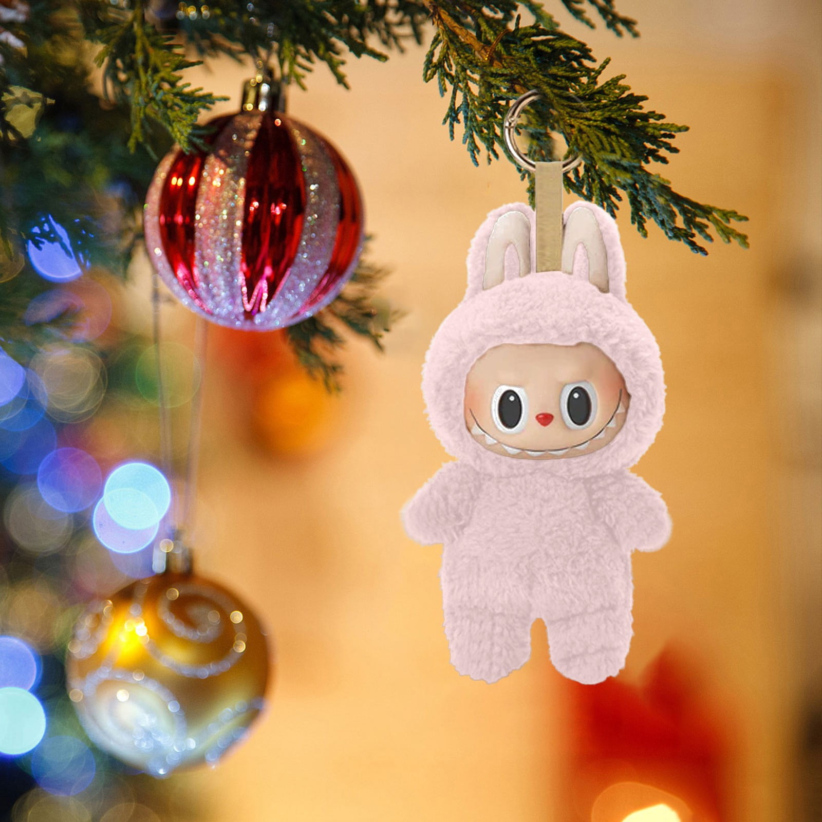 POPMART LABUBU Macaron Plush Toy Pink Cute Mini Hanging Tiny Body For