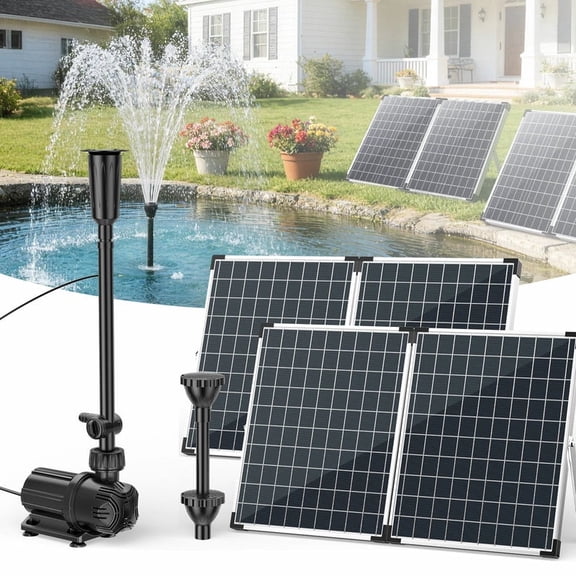 POPOSOAP 100W 1200GPH Solar Water Fountain Pump Kit with Dual Solar Panels