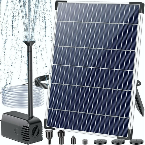 POPOSOAP 12W Solar Water Pump,Solar Water Fountain Pump Kit, 160GPH Submersible Solar Fountain Pump Flow Adjustable with PVC Tubing, 16.4Ft Cord for Ponds, Garden, Fish Pond, Waterfall, Hydroponics