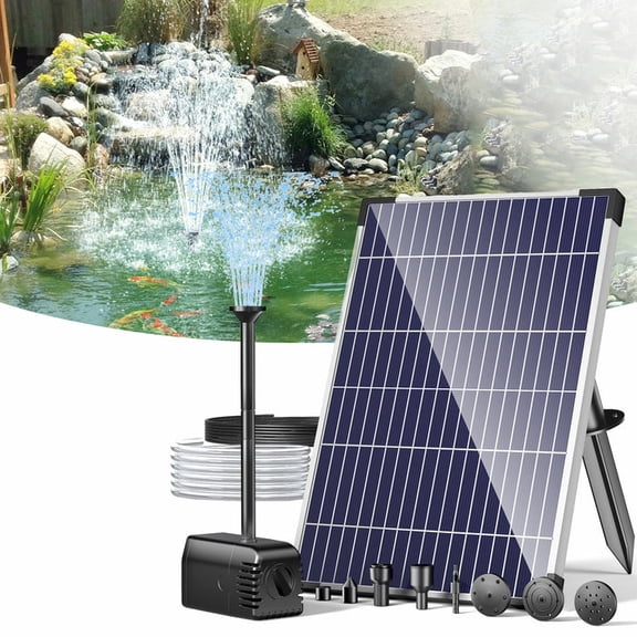 POPOSOAP 12W Solar Fountain Pump with 16.4Ft Cord, 160GPH Submersible Pond Pump with Adjustable Flow