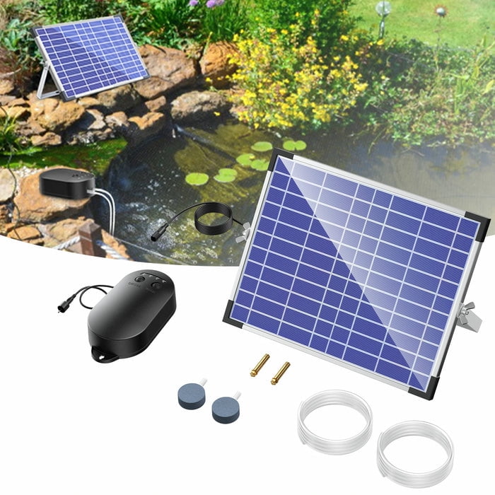 POPOSOAP 15W Solar Pond Aerator with 4400mAh Battery Backup, 3-Mode Solar Powered Air Pump for Outdoor Ponds, Fish Tanks, and Fishing