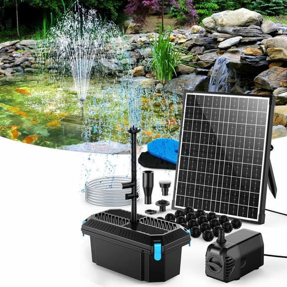POPOSOAP 20W Solar Powered Fountain Pump Kit, 280GPH Submersible Pump for Outdoor Ponds for Fish Tank, Garden Pool, Waterfall and Water Features
