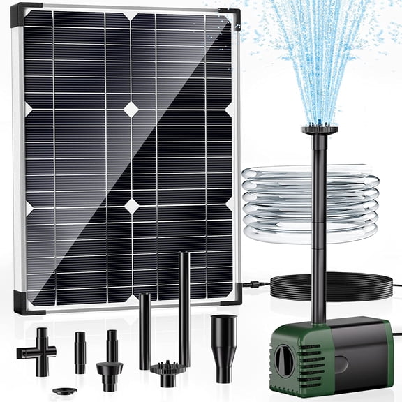 POPOSOAP 20W 320GPH Solar Water Pump Kit with 7 SprayersGreen