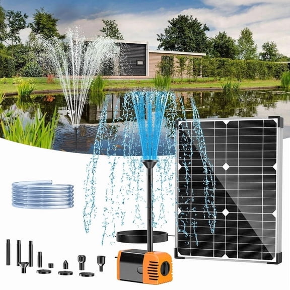 POPOSOAP 20W 320GPH Solar Water Pump Kit with 7 Sprayers （orange）