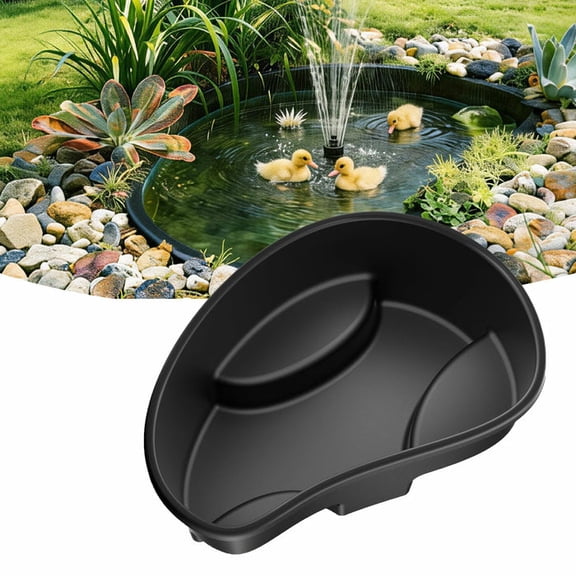POPOSOAP 33-Gallon Heavy-Duty Rigid Plastic Pond Tub, UV-Resistant Preformed Garden Pool