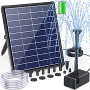 POPOSOAP 6.5W Solar Bird Bath Fountain Pump with 3000mAh Battery Backup, DIY Solar Water Pump with 8 Spray Modes and 5ft Tubing, Dry-Run Protection for Ponds and Gardens