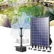 POPOSOAP 7.5W Solar Water Pump Kit with 3600mAh Battery and 5ft Tubing for Bird Baths Dry-Run Protection for Ponds and Gardens