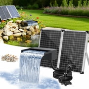 POPOSOAP 70W 680GPH Solar Waterfall Pump and 304 Stainless Steel Spillway with 9.8ft Tubing, Easy-to-Install DIY Outdoor Water Feature for Modern Gardens [2026 Release]
