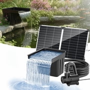 POPOSOAP Solar Pond Waterfall with 100W Solar Panel & 1200GPH Pump, 10 Ft Corrugated Tubing, Filter Media, Pond Waterfall for Outdoor Garden Pond, Streams