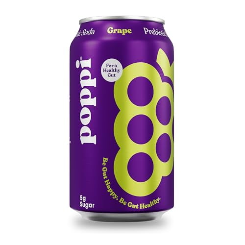 POPPI Sparkling Prebiotic Grape Soda w/Gut Health, Beverages made with